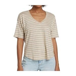 Faherty Linen Oceanside Striped Top in Neutral (M)